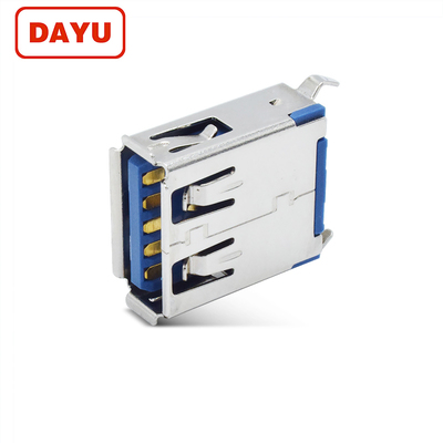 USB A母180度直插弯脚卷边